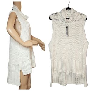 NWT Harve Benard ivory knit sleeveless sweater high-low  tunic.  Size XL